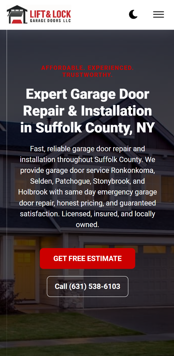 Lift & Lock Garage Doors Mobile View