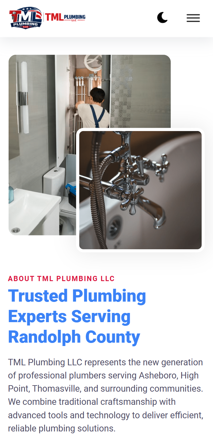 TML Plumbing LLC Mobile View